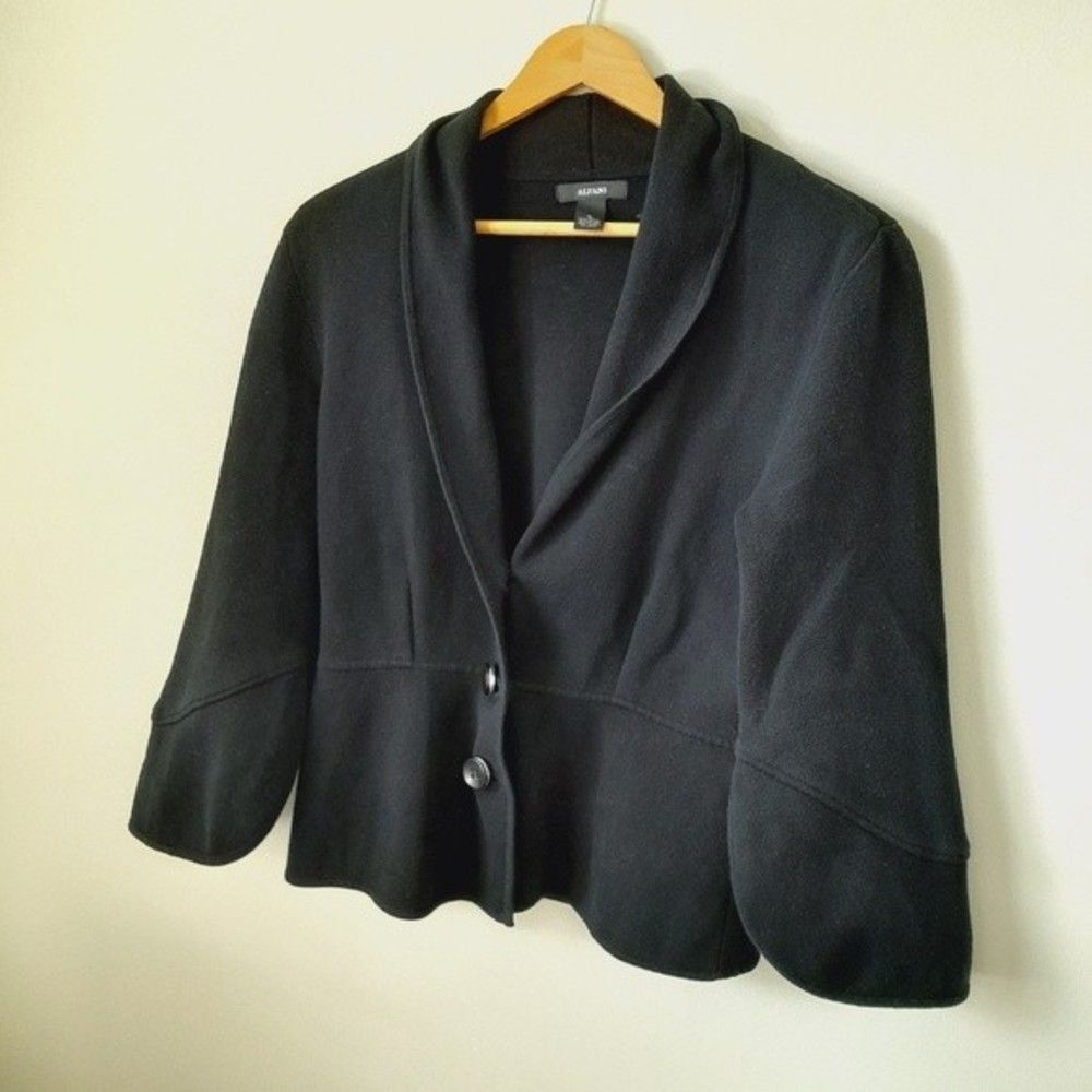 ALFANI Short Peacoat 2 Button Roll Collar Jacket 3 / 4 Wide Sleeves  sz: M